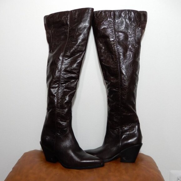 Sam Edelman Julee Over The Knee OTK Boots 6.5 Espresso Brown Leather Western NEW - Picture 5 of 15